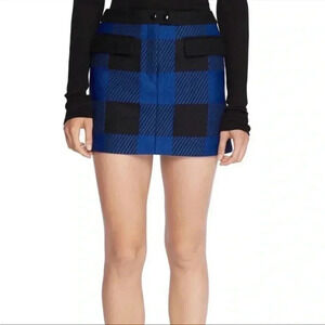 Rag & Bone Cybil Skirt Blue /Black Wool Blend Size 6
